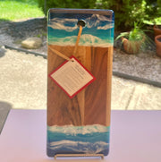Hand-Painted Beach Wave Charcuterie Board: Acacia Wood Coastal Decor