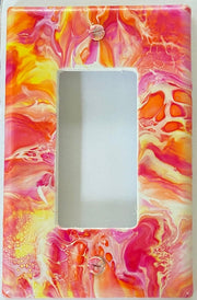 Hand Painted Light Switch Cover: Red, Yellow, Orange Single Rocker Plate