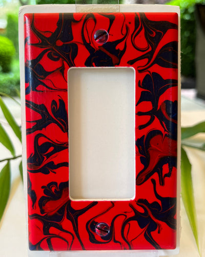 Hand Painted Red and Navy Rocker Light Switch Cover