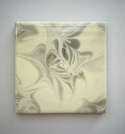 Hand Painted Gray and White Tile Trivet, Food-Safe, Heat-Resistant, One-of-a-Kind Kitchen Art