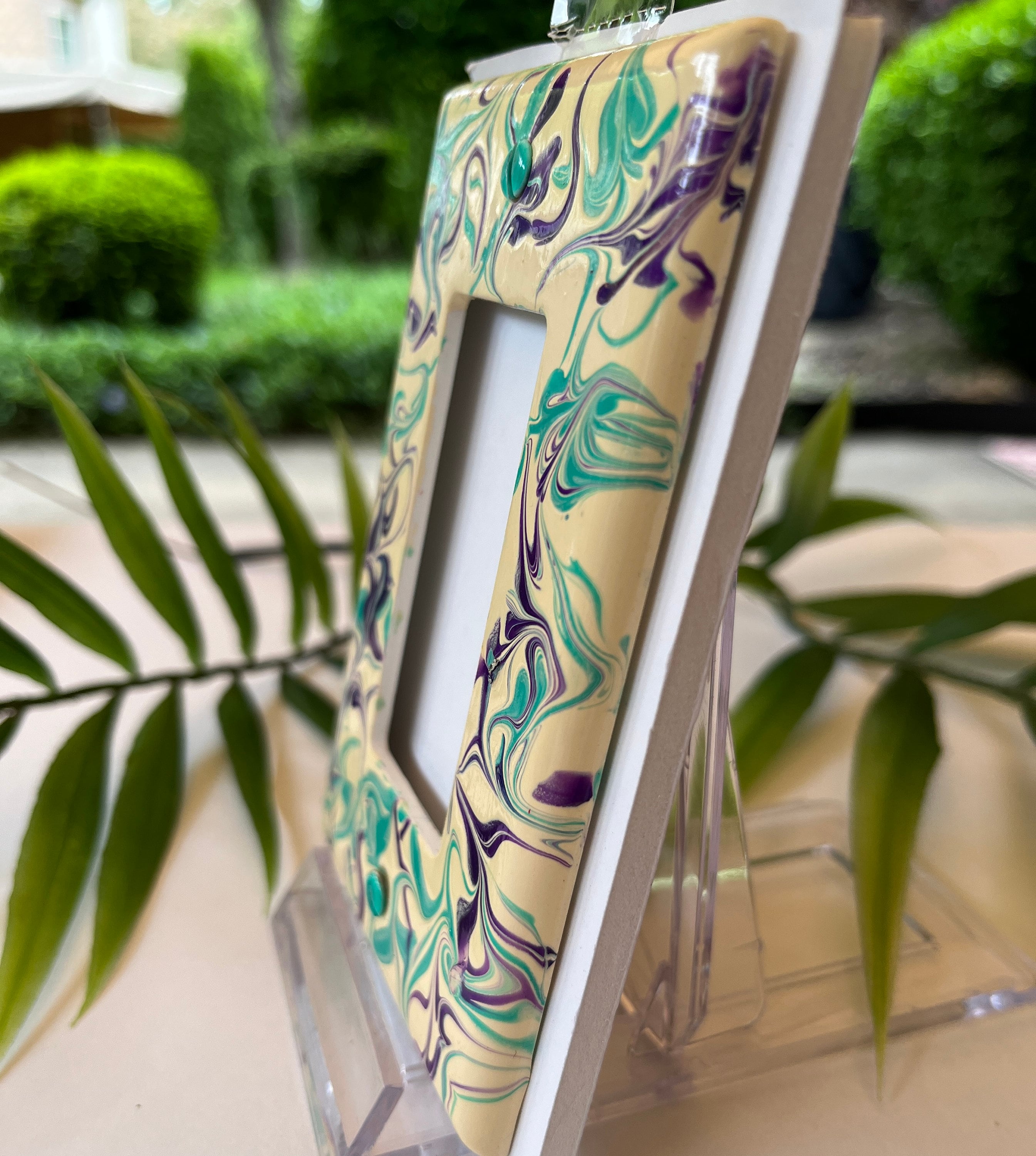 Hand Painted Rocker Light Switch Cover: Purple Teal Swirl Design