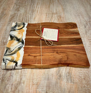 Natural Acacia Wood Charcuterie Board with Resin Accent – 15" x 12" x 0.625"