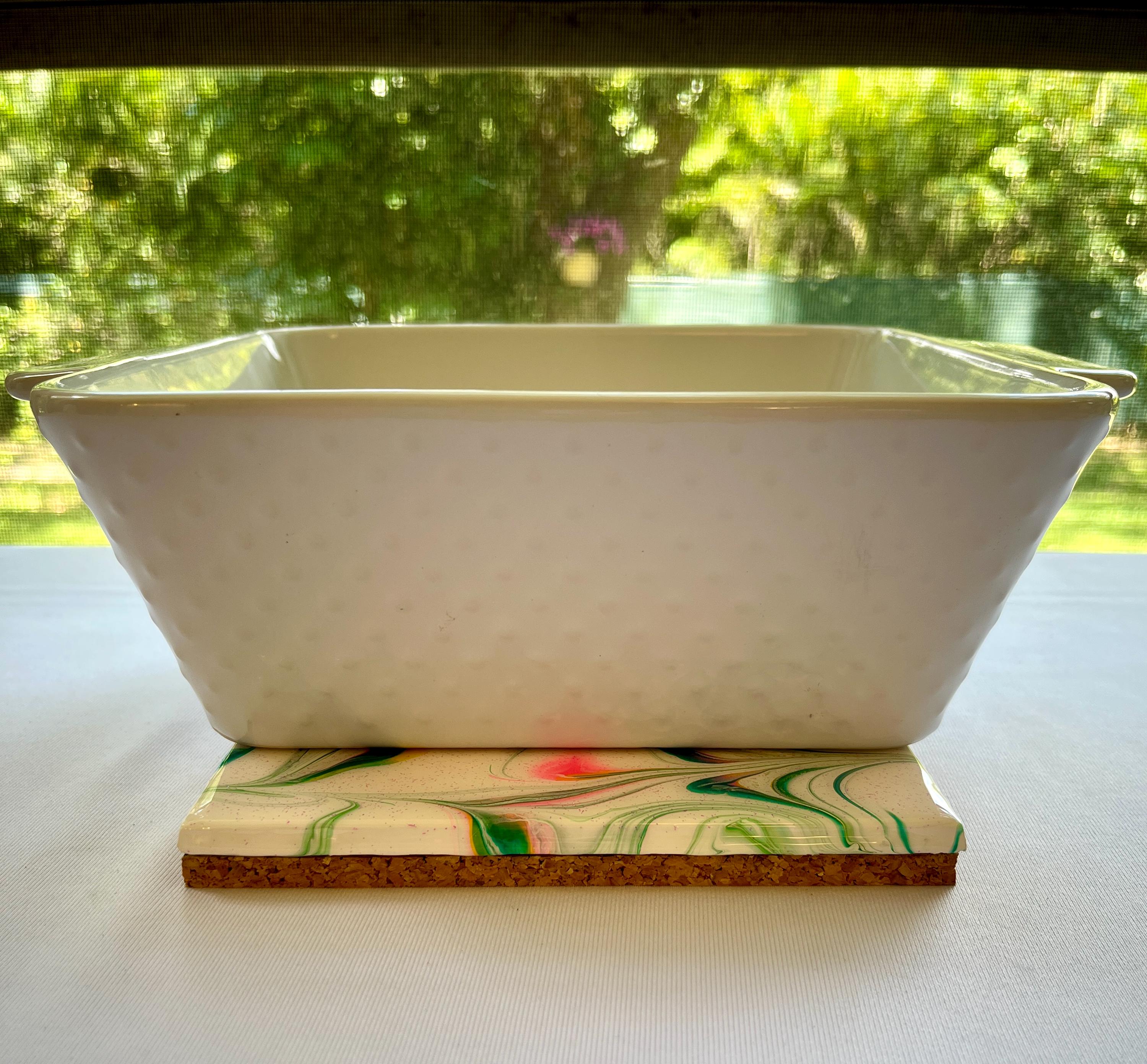 Hand-Painted Tile Trivet: Abstract Kitchen Art, Heat-Resistant