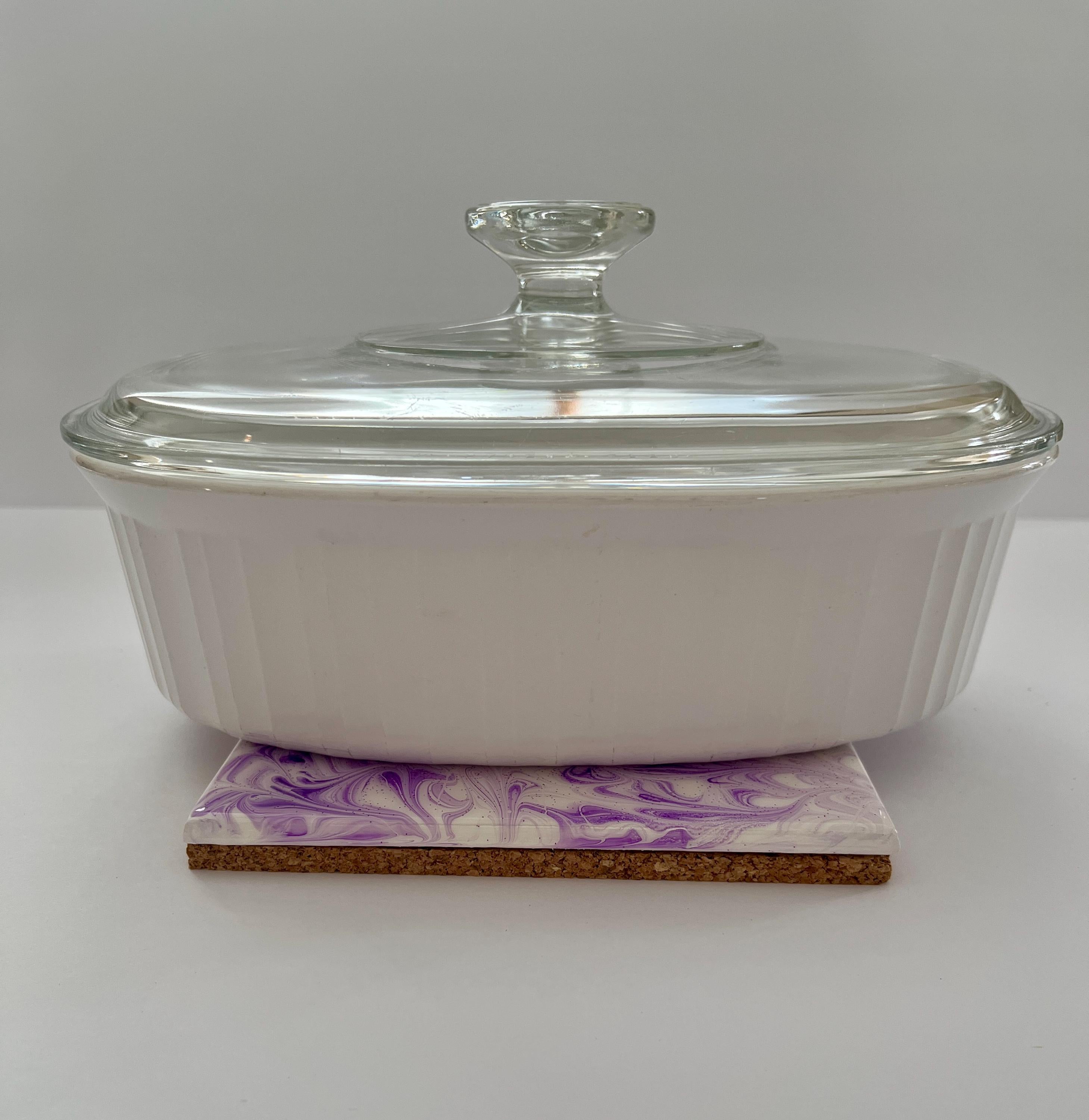 Hand Painted Purple Lavender and White Tile Trivet, Food-Safe, Heat-Resistant, One-of-a-Kind Kitchen Art