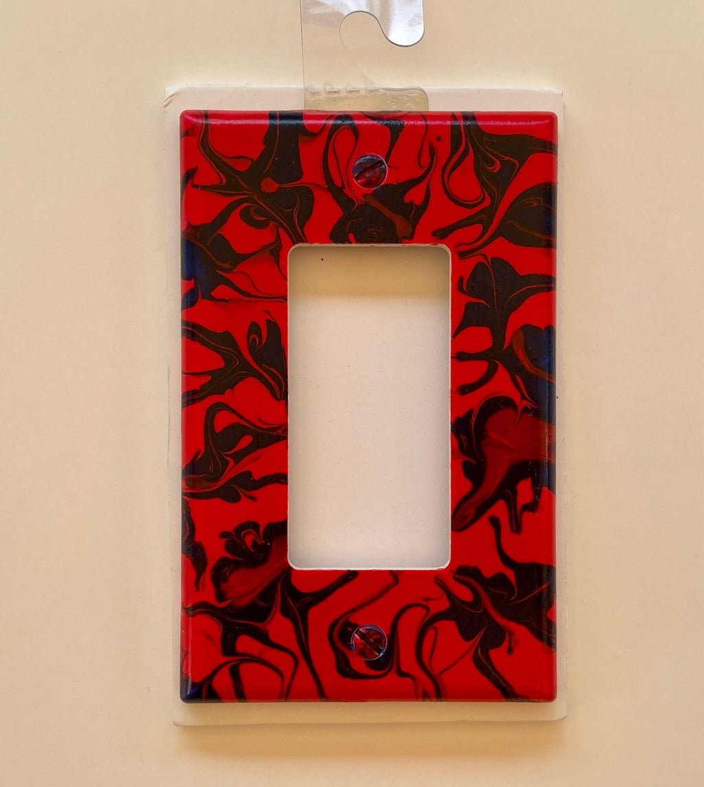 Hand Painted Red and Navy Rocker Light Switch Cover
