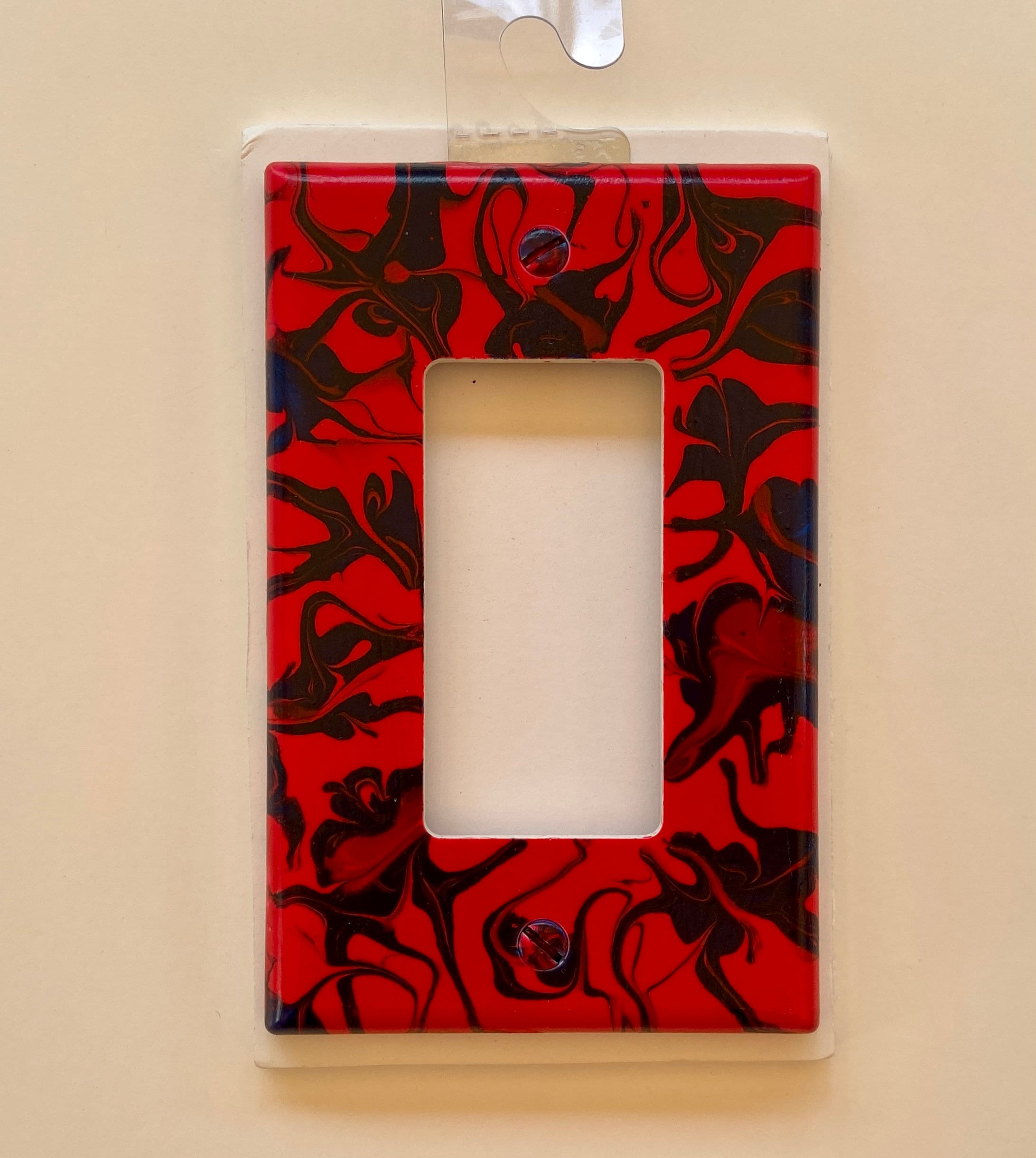 Hand Painted Red and Navy Rocker Light Switch Cover