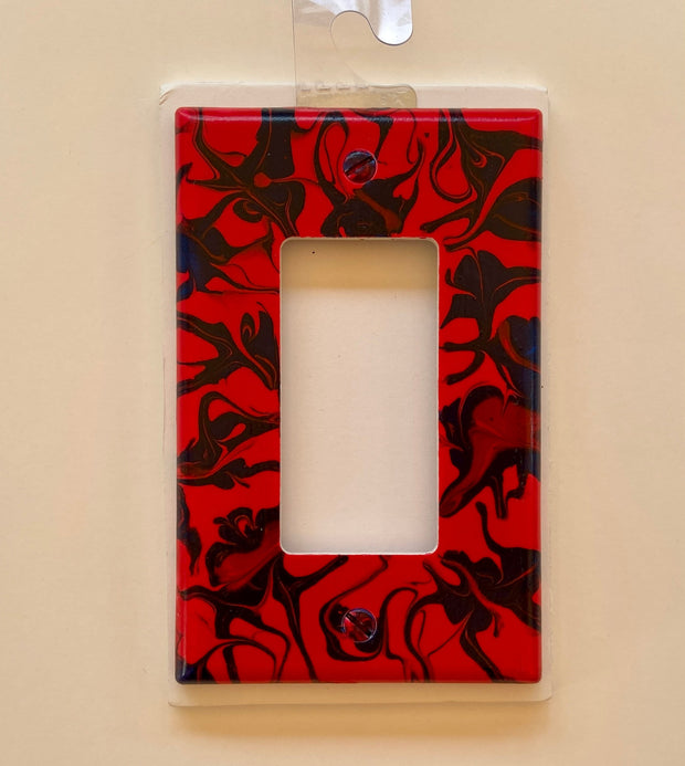 Hand Painted Red and Navy Rocker Light Switch Cover