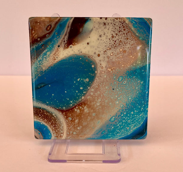 Hand-Painted Galaxy Coaster Set: Resin-Coated Ceramic Drink Coasters