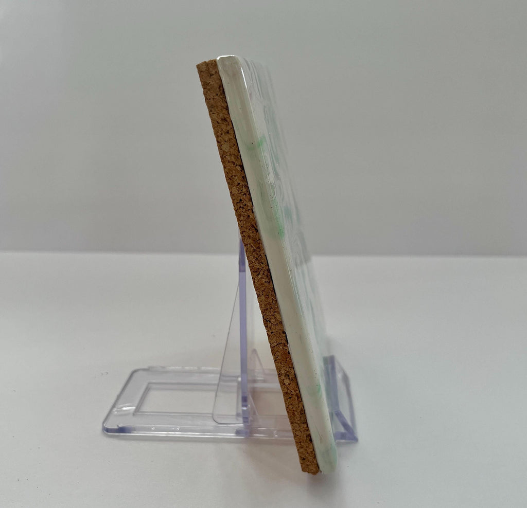 Hand Painted Blue, Green and Purple Tile Trivet,  Food-Safe, Heat-Resistant, One-of-a-kind Kitchen Art