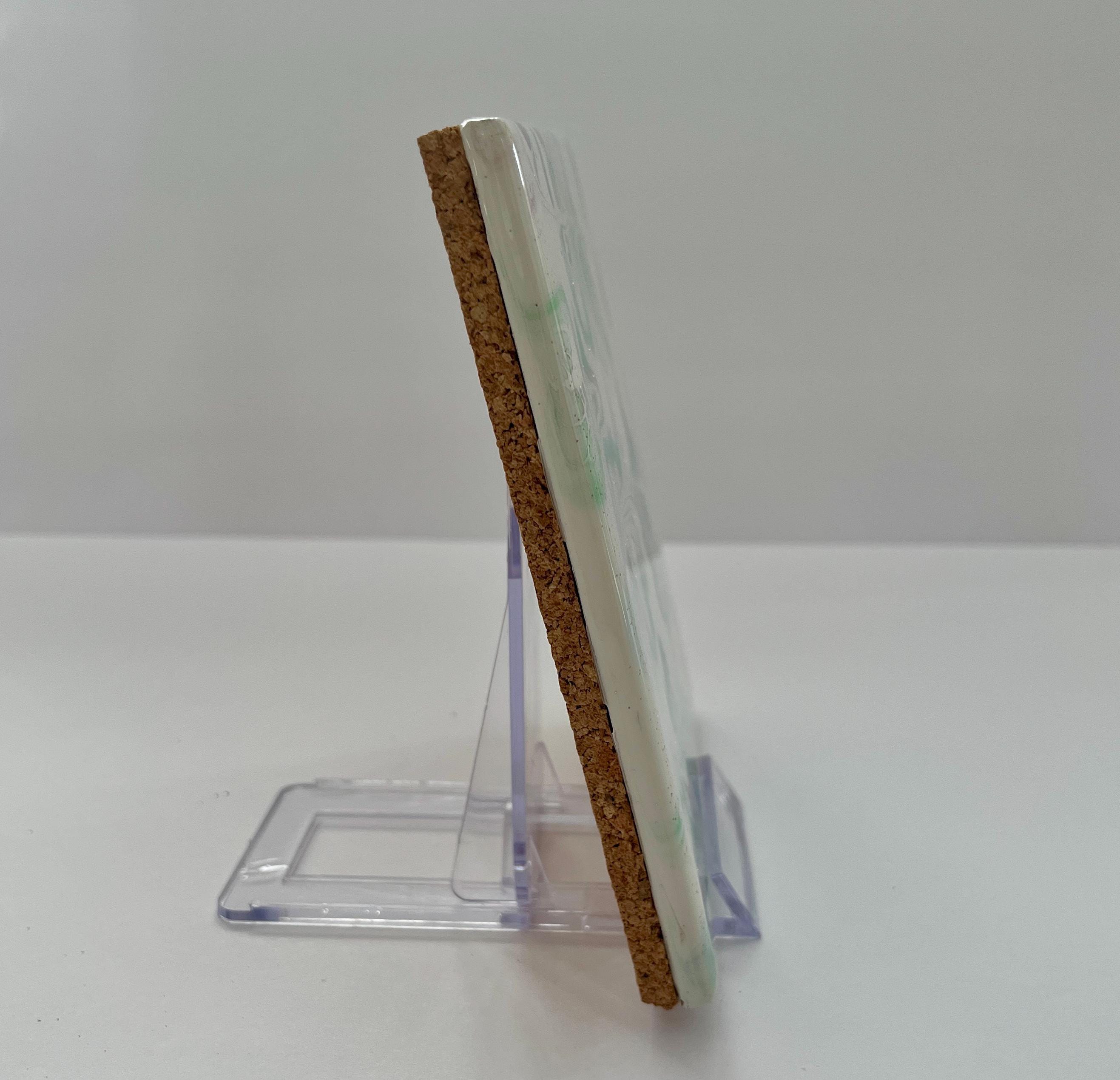 Hand Painted Blue, Green and Purple Tile Trivet,  Food-Safe, Heat-Resistant, One-of-a-kind Kitchen Art