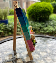 Miniature Beach Canvas Art: Real Sand & Seashell Seascape with Easel