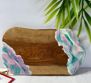 Olive Wood Cheese Board: Resin Art Serving Board (9.5" x 5.25")