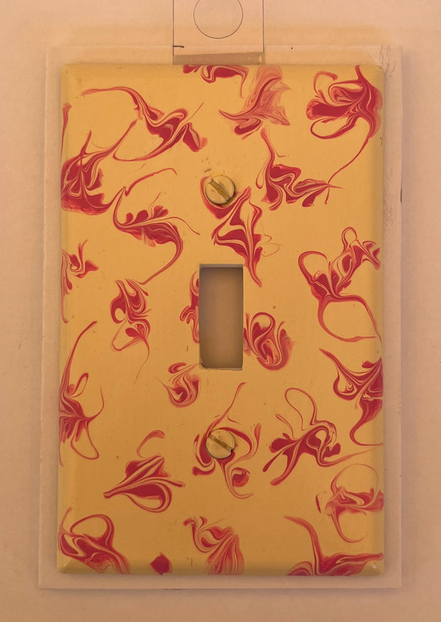 Hand Painted Single Toggle Light Switch Cover: Pink & Ivory Wall Decor