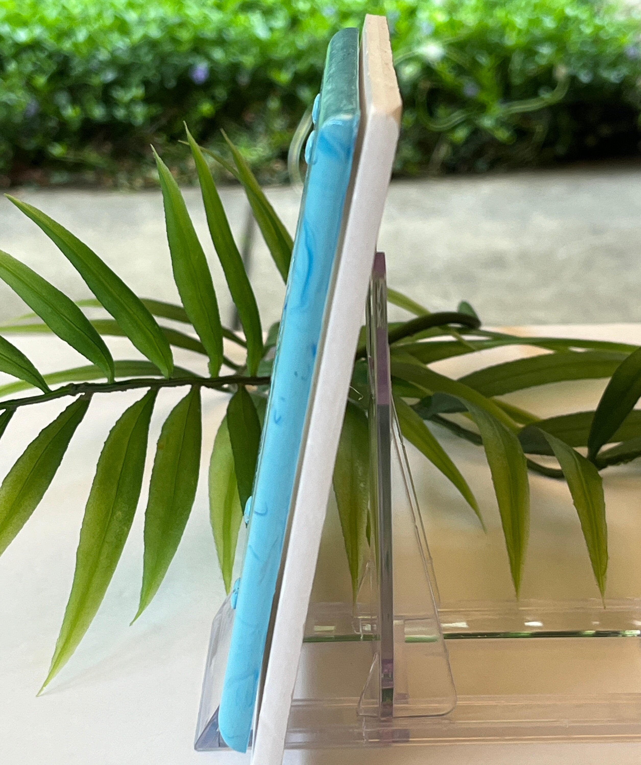 Hand-Painted Double Rocker Light Switch Cover: Light Blue Swirls