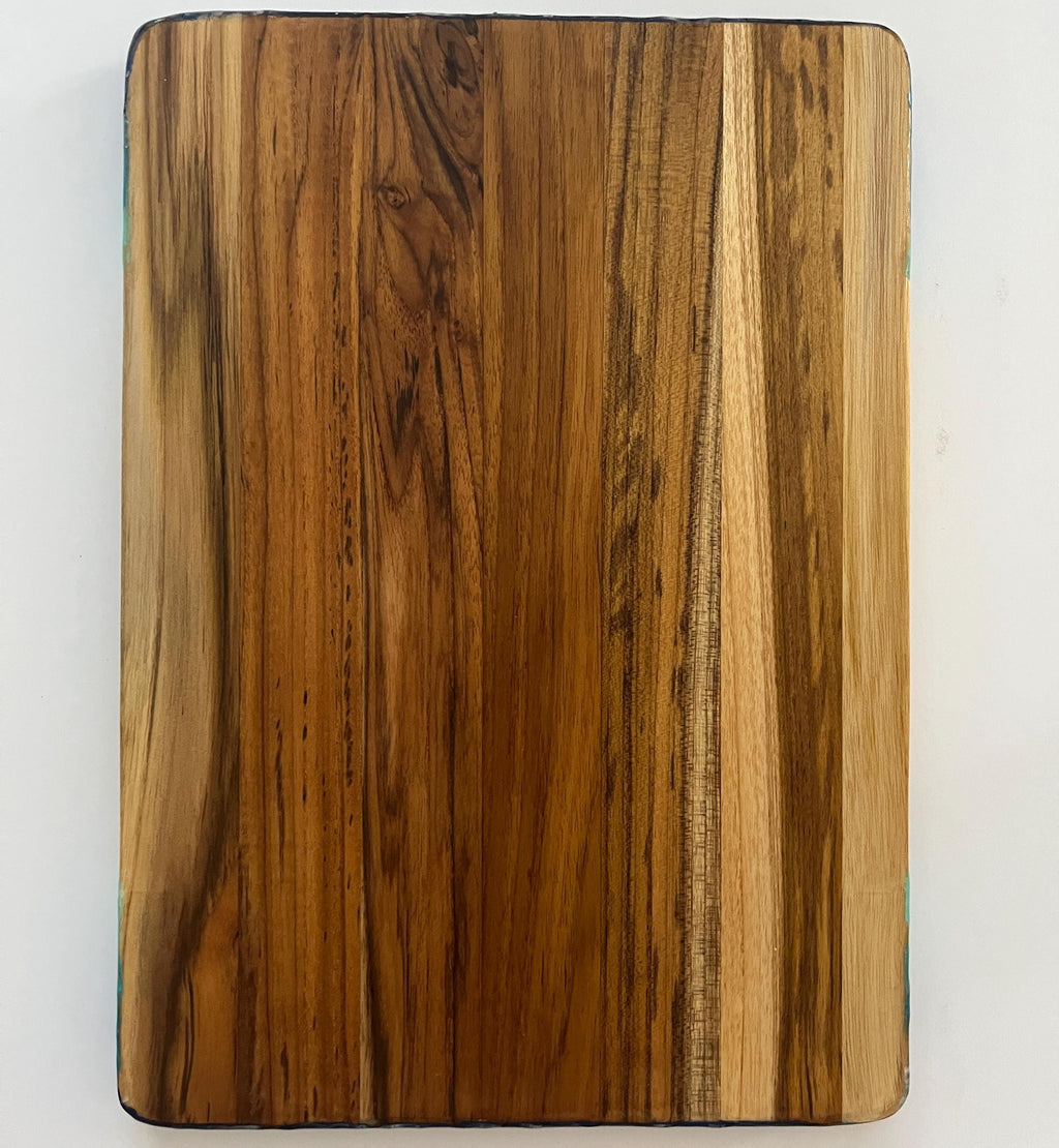 Ocean Resin Art Charcuterie Board: Acacia Wood Coastal Serving Tray
