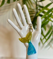 Glitter Mermaid Tail Keychain: Sparkly Resin Backpack Clip