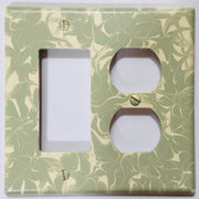 Sage Green Swirl Light Switch Cover: Single Rocker, Double Outlet
